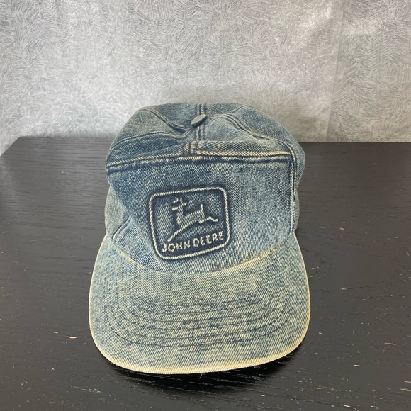 Vintage John Deere Denim Hat – Made in Taiwan 100% Cotton Adjustable Cap - Picture 1 of 7